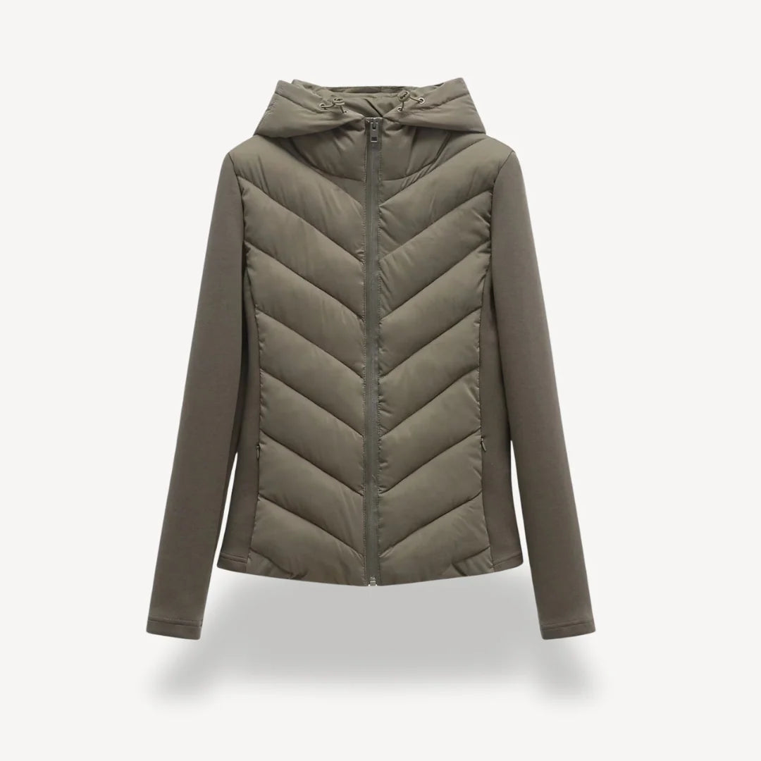 Women's Quilted Jacket | Chevron Stitch, Lightweight, Hooded Layering 2