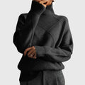 Women's Roll Neck Jumper | Soft Knit, Geometric Pattern, Cozy Warmth 0