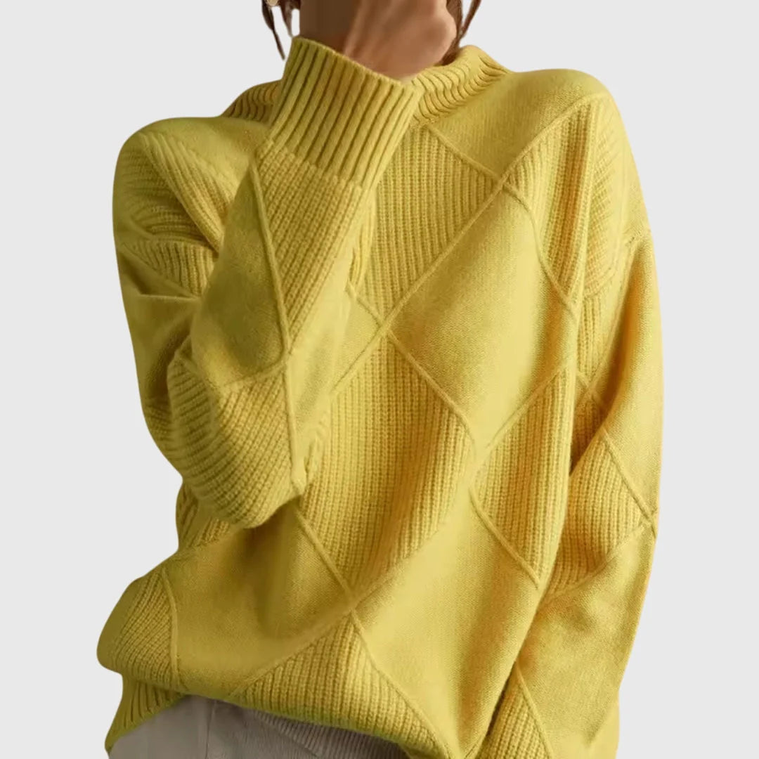 Women's Roll Neck Jumper | Soft Knit, Geometric Pattern, Cozy Warmth 11