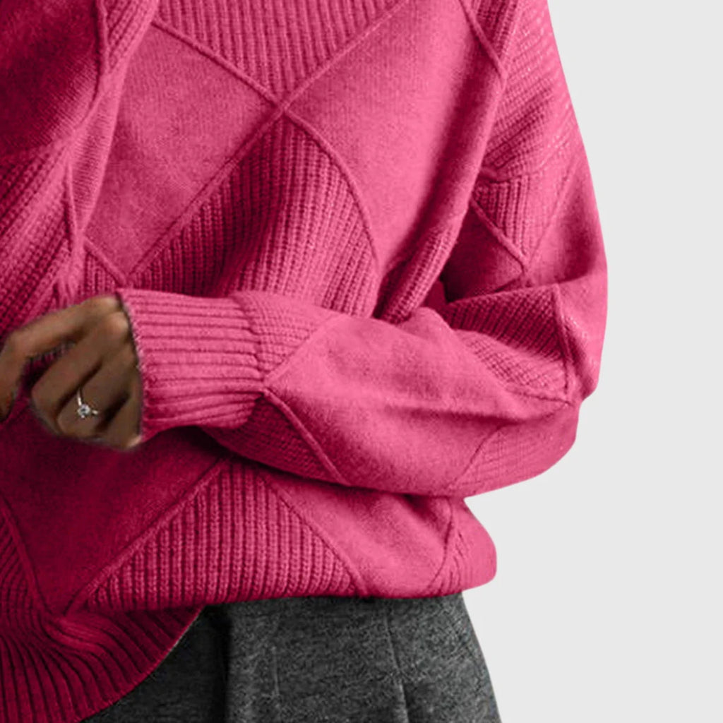 Women's Roll Neck Jumper | Soft Knit, Geometric Pattern, Cozy Warmth 2