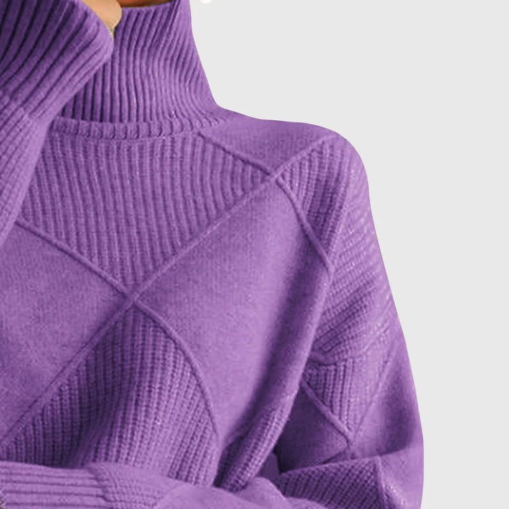 Women's Roll Neck Jumper | Soft Knit, Geometric Pattern, Cozy Warmth 5