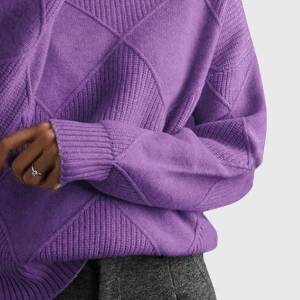 Women's Roll Neck Jumper | Soft Knit, Geometric Pattern, Cozy Warmth 6
