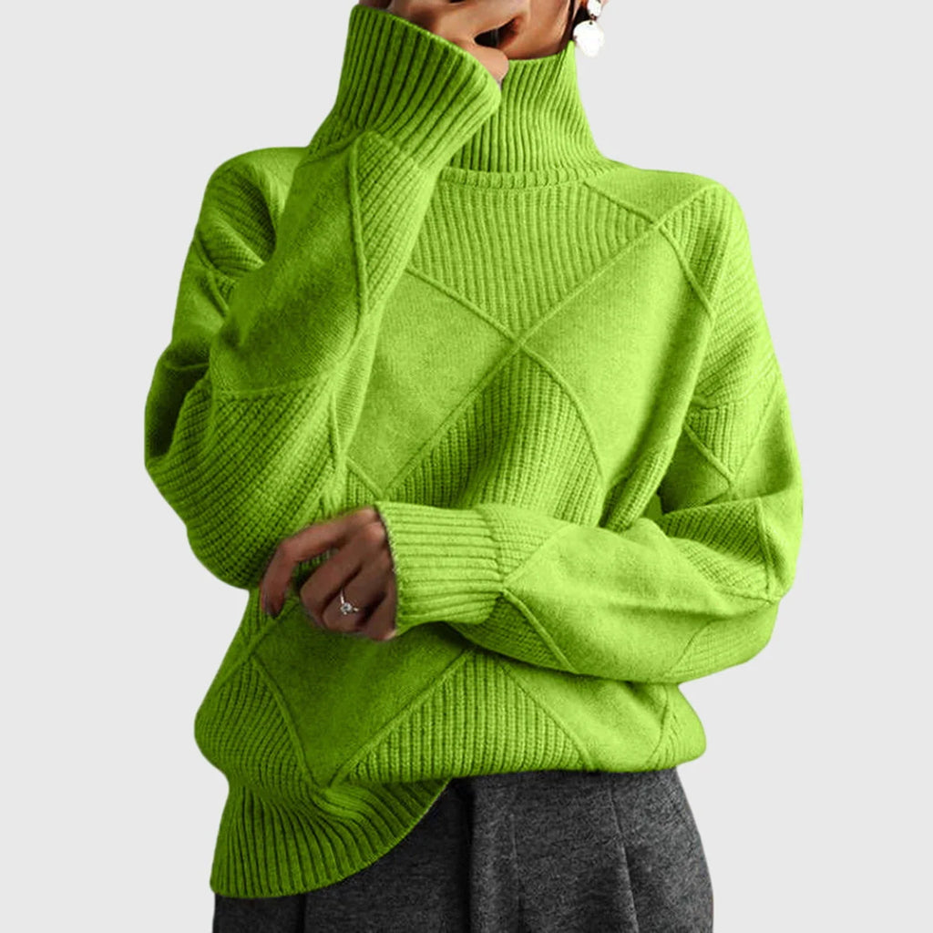 Women's Roll Neck Jumper | Soft Knit, Geometric Pattern, Cozy Warmth 7