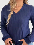 Women's Sweater | Comfortable Ribbed V-Neck Jumper, Versatile Fit 5