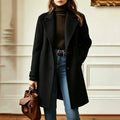 Women's Trench Coat | Soft Wool Blend, Retro Lapel, Mid-Length Design 0