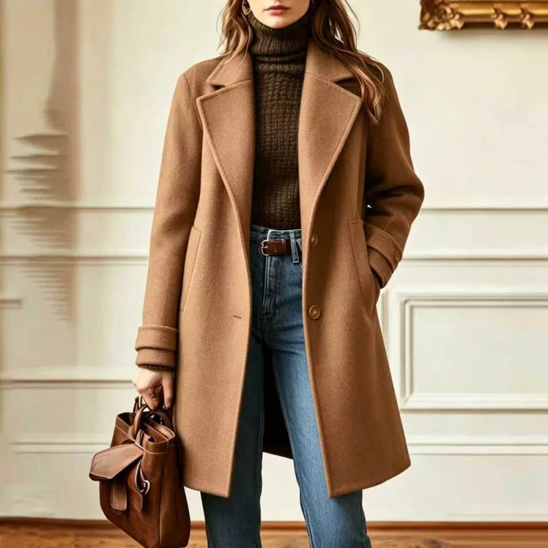 Women's Trench Coat | Soft Wool Blend, Retro Lapel, Mid-Length Design 1