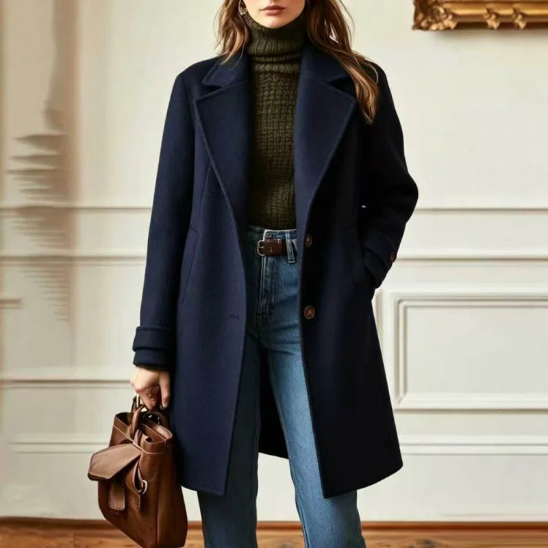 Women's Trench Coat | Soft Wool Blend, Retro Lapel, Mid-Length Design 2