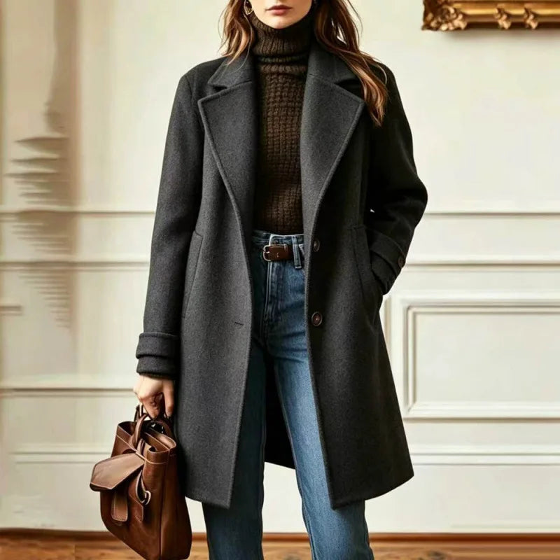 Women's Trench Coat | Soft Wool Blend, Retro Lapel, Mid-Length Design 5