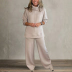 Women's Two Piece Set | High Collar Sweatshirt, Adjustable Wide Leg Pants 0