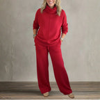 Women's Two Piece Set | High Collar Sweatshirt, Adjustable Wide Leg Pants 1