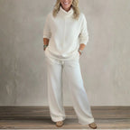Women's Two Piece Set | High Collar Sweatshirt, Adjustable Wide Leg Pants 6