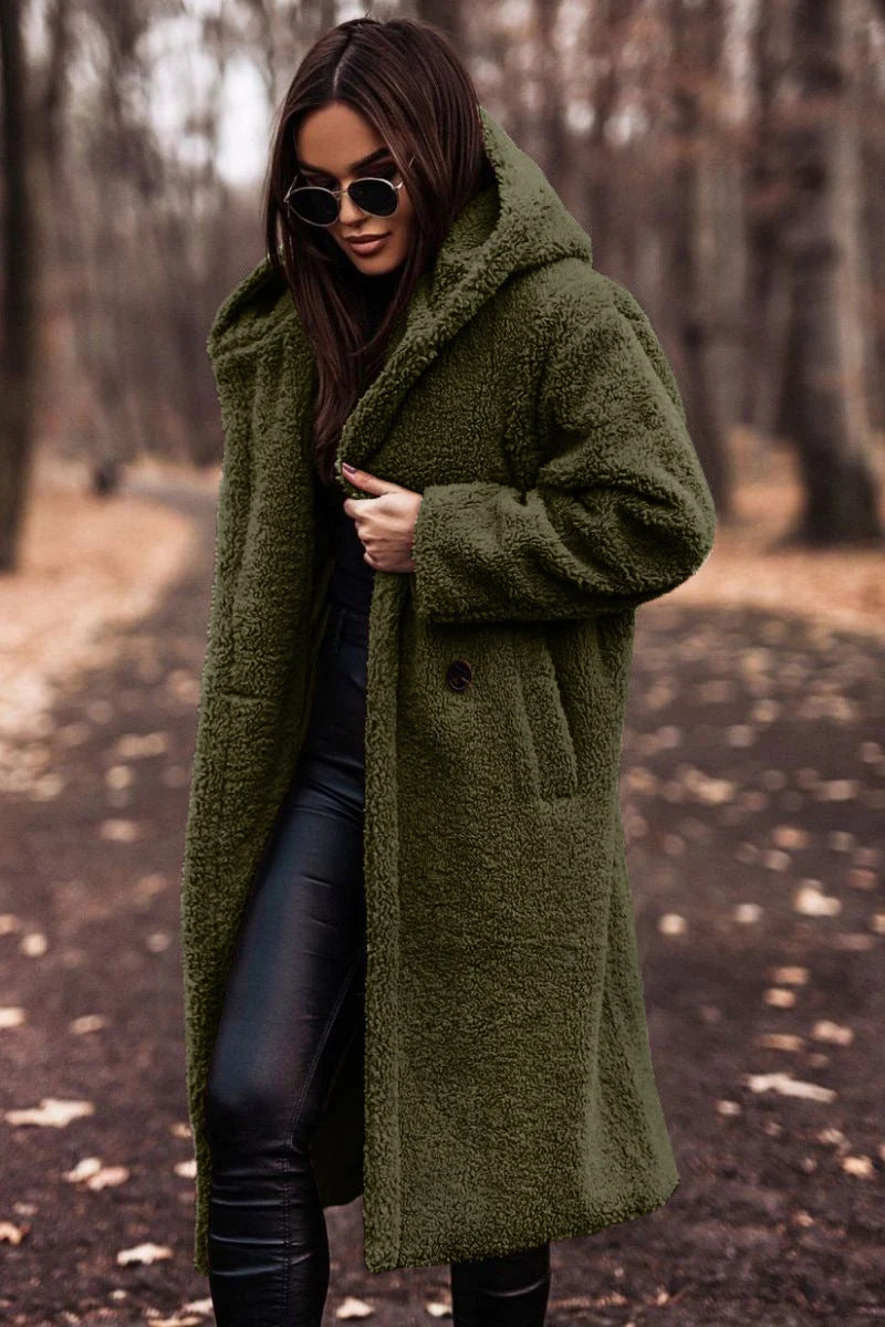 Women's Winter Coat | Wool Blend, Knee-Length, Tailored Fit with Hood 1
