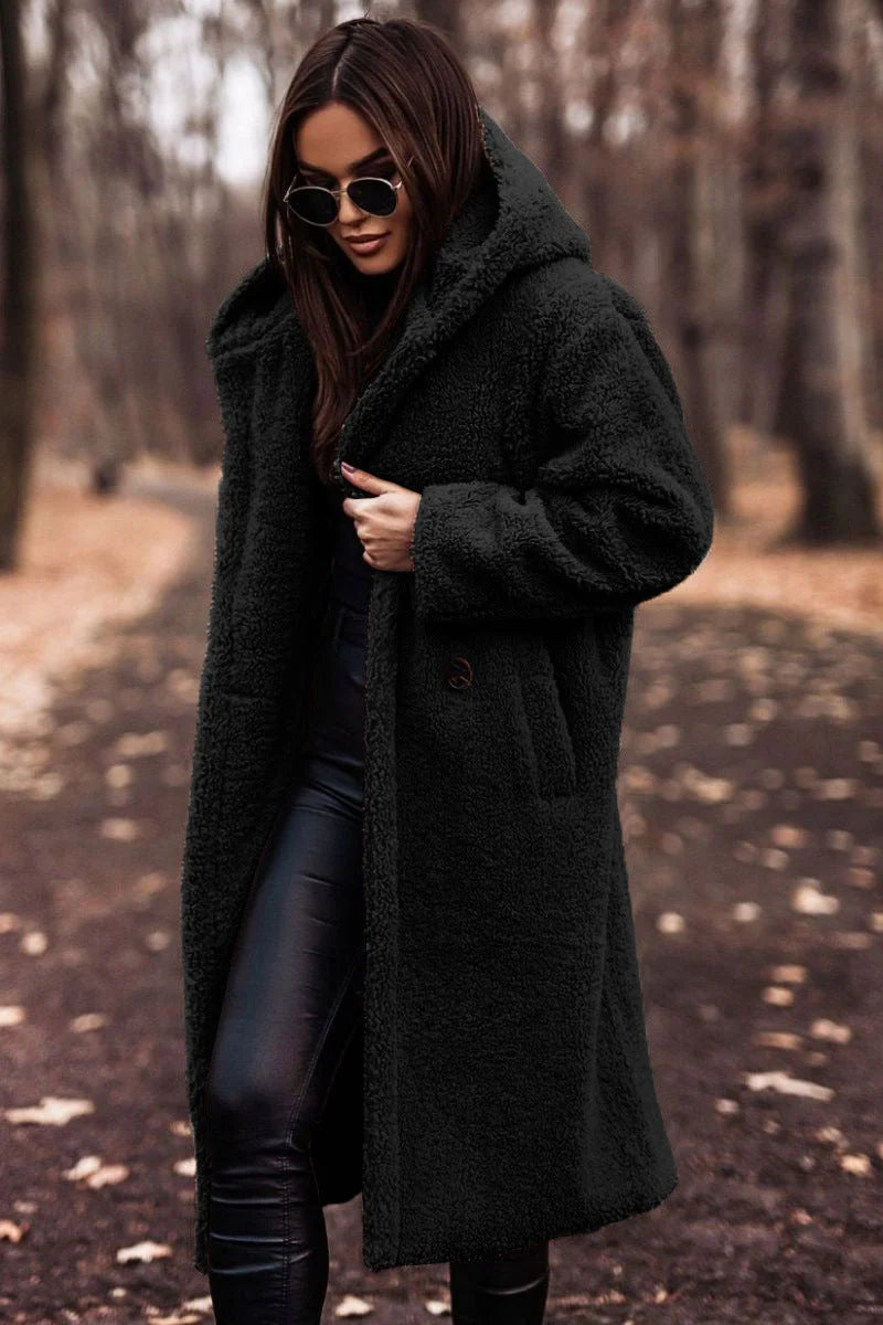 Women's Winter Coat | Wool Blend, Knee-Length, Tailored Fit with Hood 2