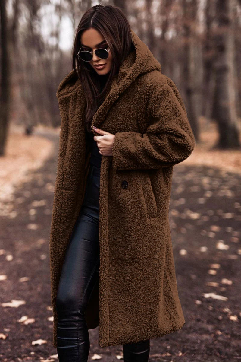 Women's Winter Coat | Wool Blend, Knee-Length, Tailored Fit with Hood 3